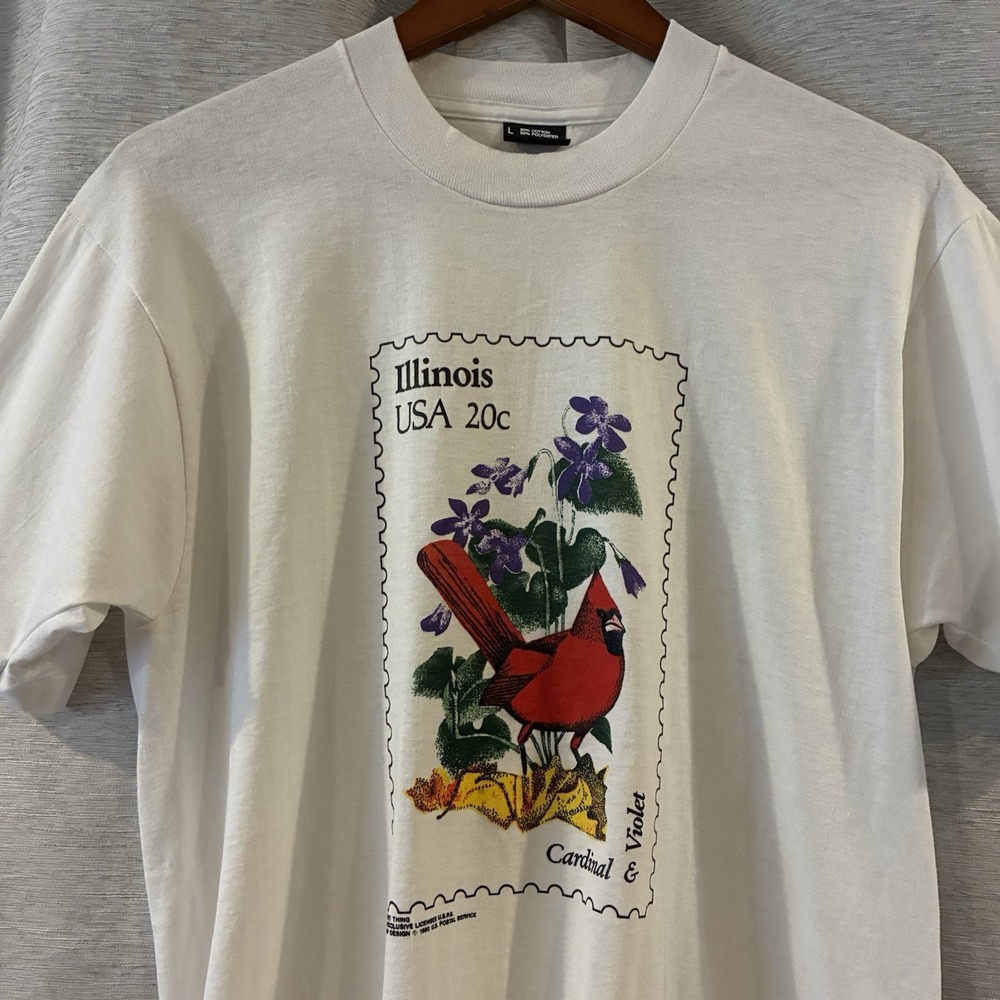 Screen Stars Best Vintage 1982 Illinois Cardinals Stamp T-Shirt Size Large USA - Picture 3 of 6